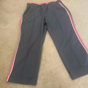 Red and Gray Track Pants with Elastic Waistband